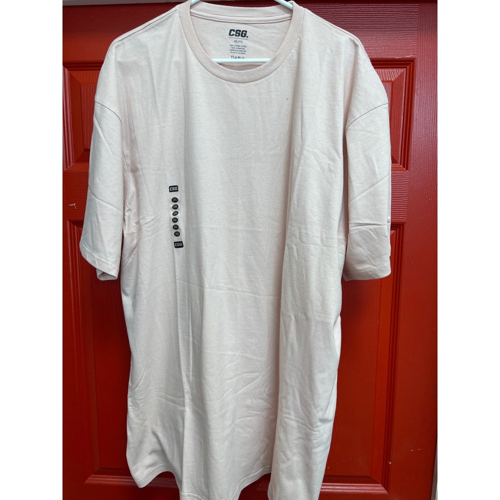 CSG Champs Sports Gear Mens 3XL Short Sleeve Cotton T-Shirt Light Pink Solid